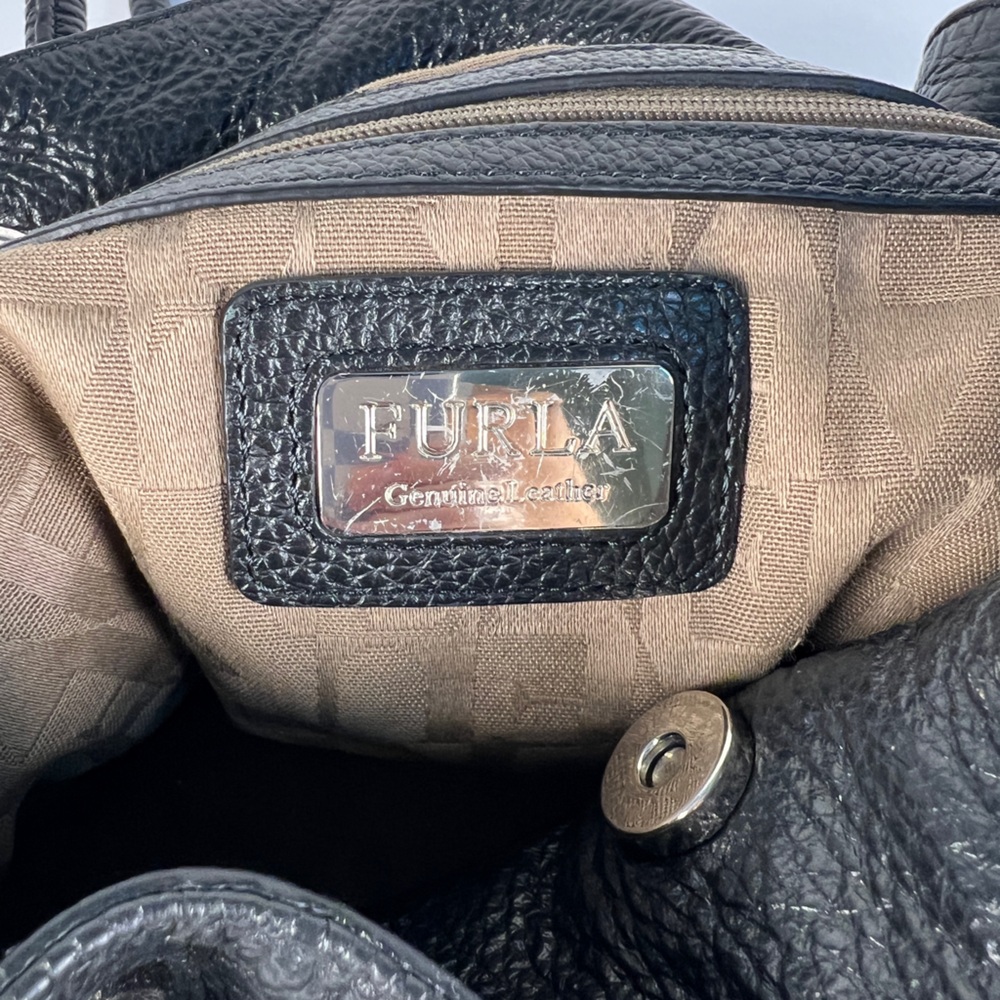 FURLA Black Pebbled Leather Hobo Shoulder Bag - Picture 11 of 12
